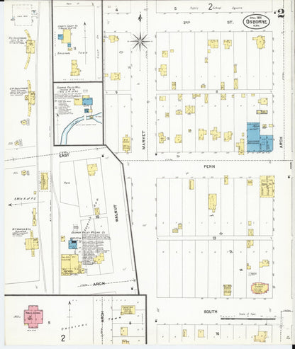 Sanborn Fire Insurance Map from Osborne, Osborne County, Kansas (1905), Sheet #0002 - Complete Map Set gallery image, historic Sanborn map, vintage wall art, Kansas Kansas