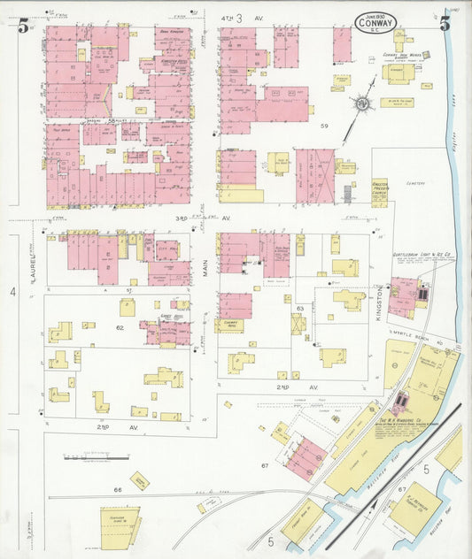 Sanborn Fire Insurance Map from Conway, Horry County, South Carolina (1930), Sheet #0005 - Historic Sanborn Fire Insurance Map Print, vintage old map wall art, antique decor, genealogy gift, South Carolina South Carolina map