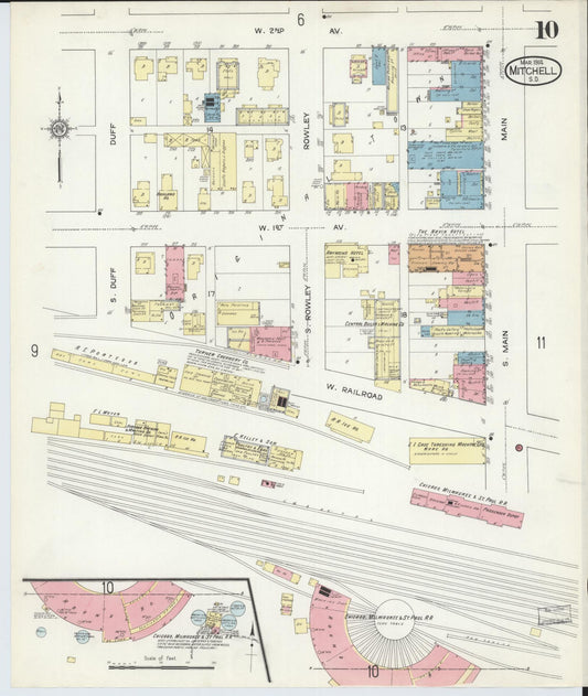 Sanborn Fire Insurance Map from Mitchell, Davison County, South Dakota (1914), Sheet #0010 - Historic Sanborn Fire Insurance Map Print, vintage old map wall art, antique decor, genealogy gift, South Dakota South Dakota map