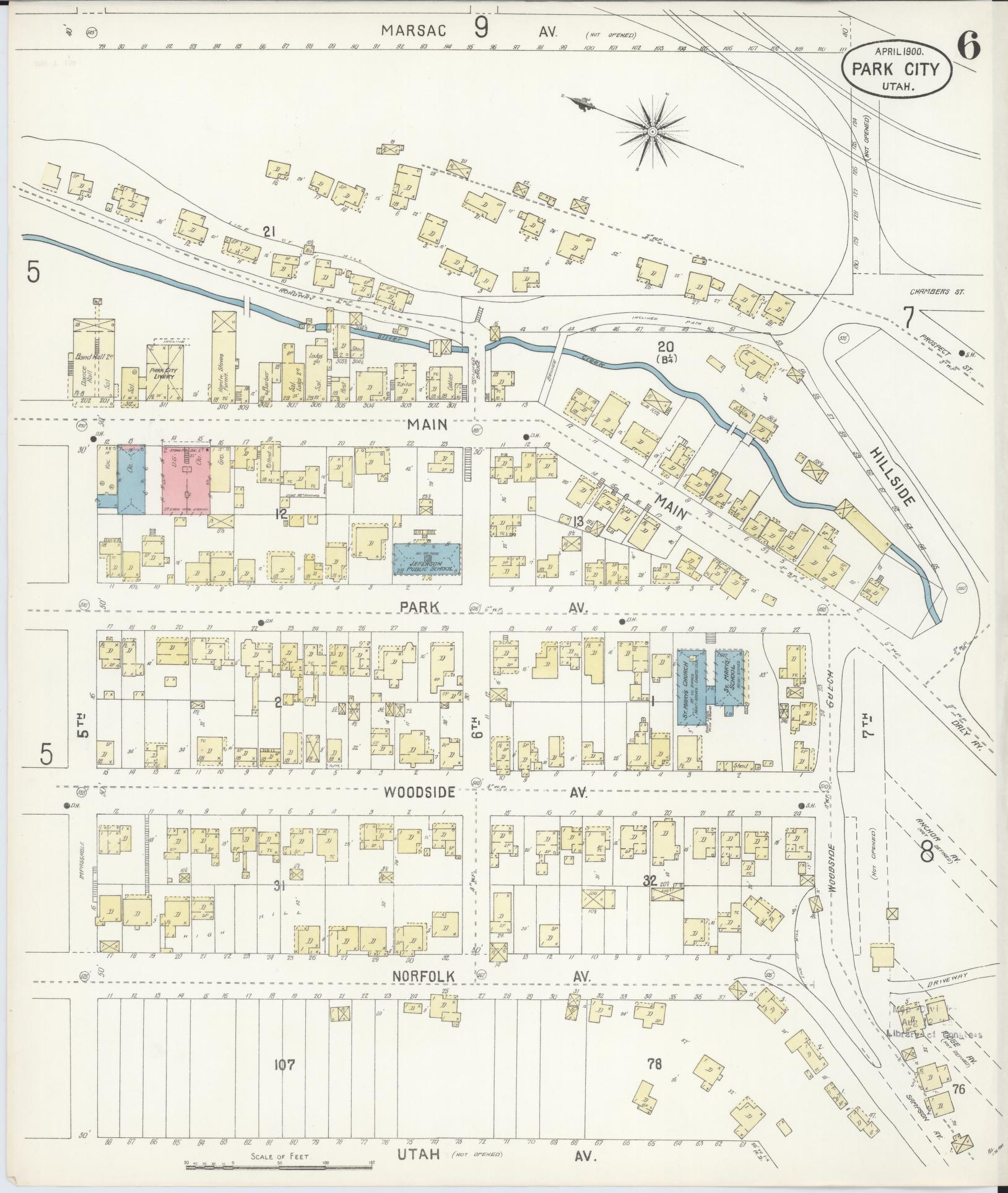 Sanborn Fire Insurance Map from Park City, Summit County, Utah (1900), Sheet #0006 - Complete Map Set gallery image, historic Sanborn map, vintage wall art, Utah Utah