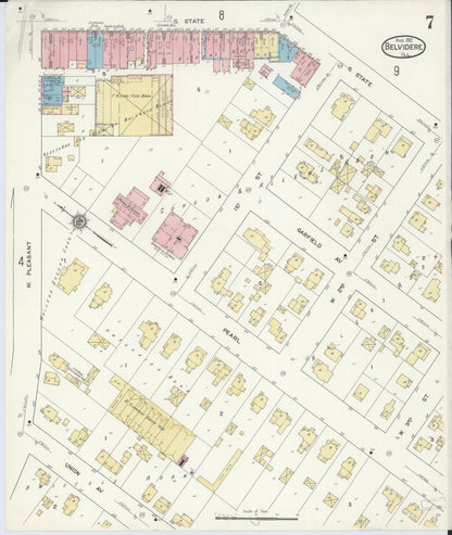 Sanborn Fire Insurance Map from Belvidere, Boone County, Illinois (1912), Sheet #0007 - Historic Sanborn Fire Insurance Map Print, vintage old map wall art, antique decor, genealogy gift, Illinois Illinois map