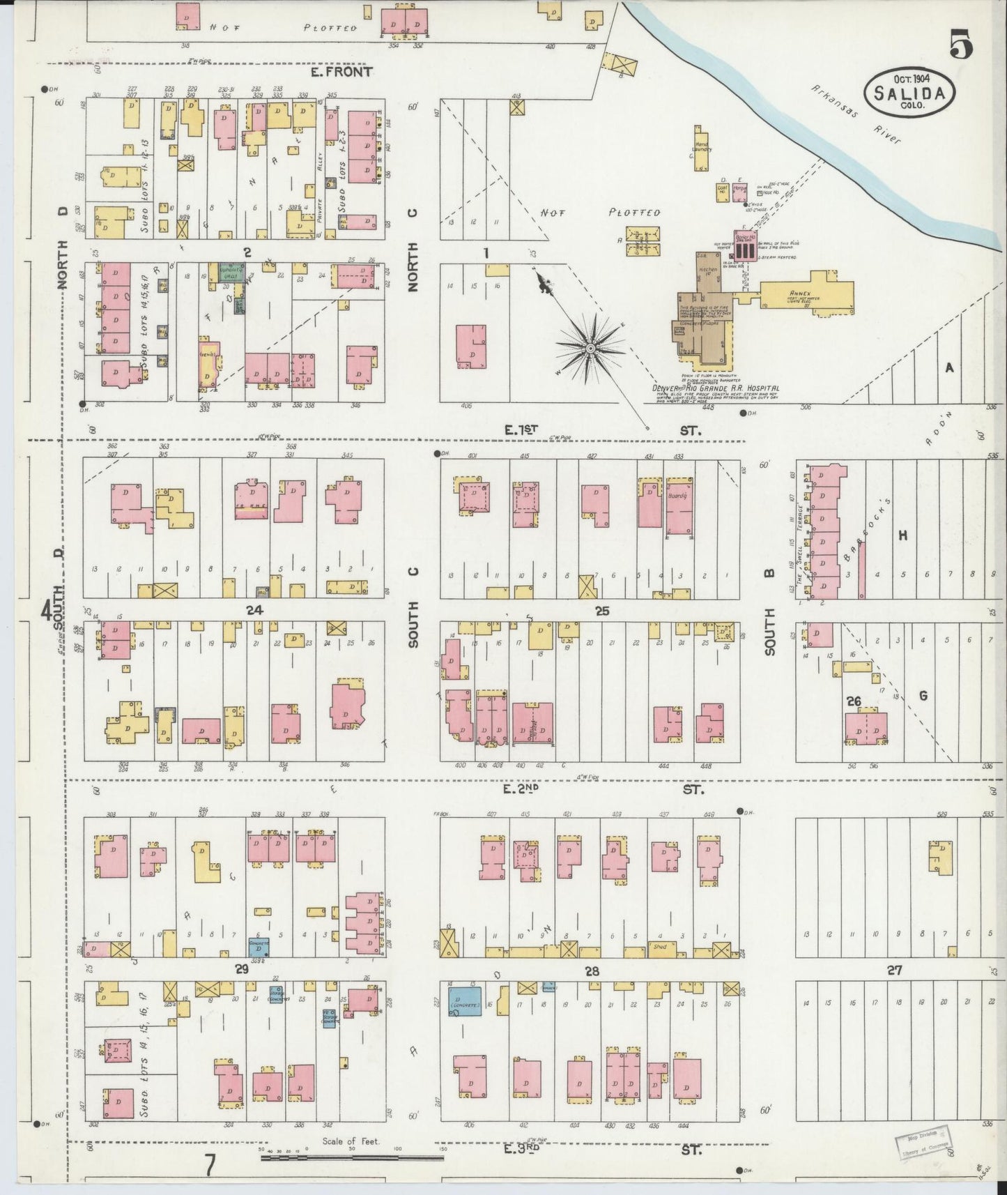Sanborn Fire Insurance Map from Salida, Chaffee County, Colorado (1904), Sheet #0005 - Complete Map Set gallery image, historic Sanborn map, vintage wall art, Colorado Colorado