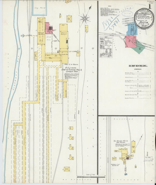 Sanborn Fire Insurance Map from Austin, Potter County, Pennsylvania (1898), Sheet #0001 - Complete Map Set gallery image, historic Sanborn map, vintage wall art, Pennsylvania Pennsylvania