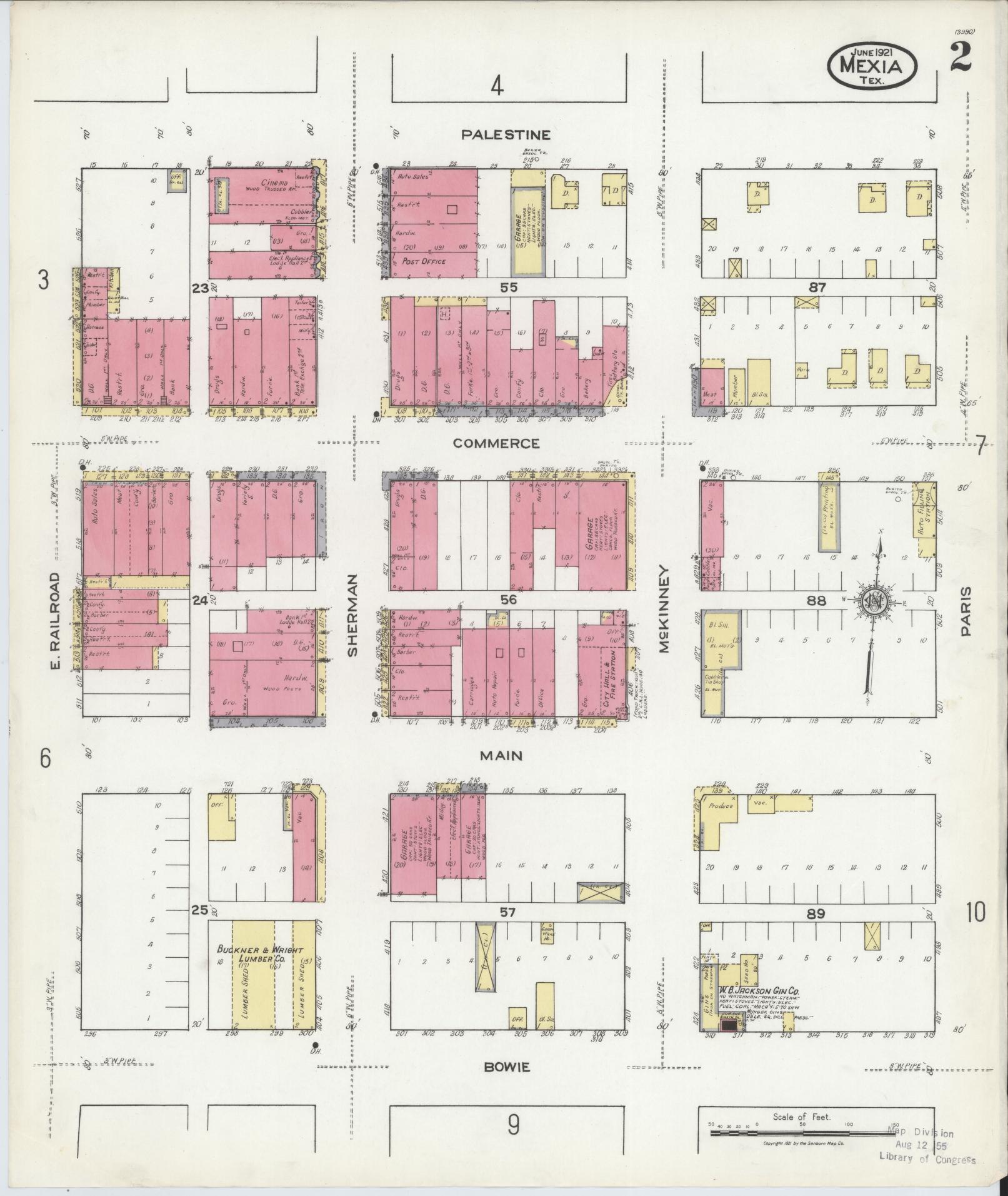 Sanborn Fire Insurance Map from Mexia, Limestone County, Texas (1921), Sheet #0002 - Complete Map Set gallery image, historic Sanborn map, vintage wall art, Texas Texas