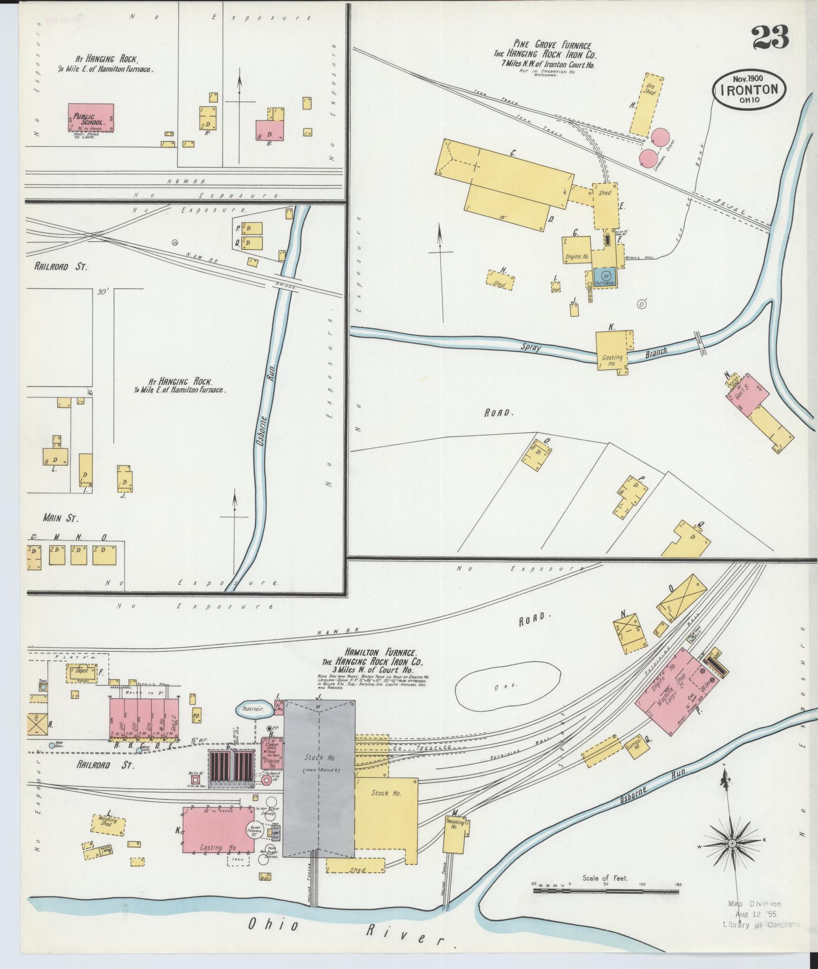 Sanborn Fire Insurance Map from Ironton, Lawrence County, Ohio (1900), Sheet #0023 - Historic Sanborn Fire Insurance Map Print, vintage old map wall art, antique decor, genealogy gift, Ohio Ohio map