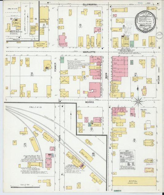 Sanborn Fire Insurance Map from Marlette, Sanilac County, Michigan (1900), Sheet #0001 - Historic Sanborn Fire Insurance Map Print, vintage old map wall art, antique decor, genealogy gift, Michigan Michigan map