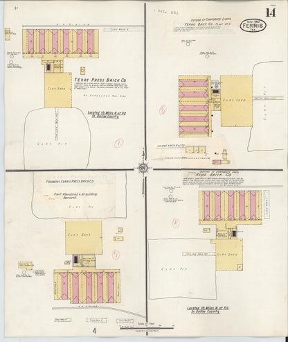 Sanborn Fire Insurance Map from Ferris, Ellis County, Texas (1941), Sheet #0014 - Historic Sanborn Fire Insurance Map Print, vintage old map wall art, antique decor, genealogy gift, Texas Texas map