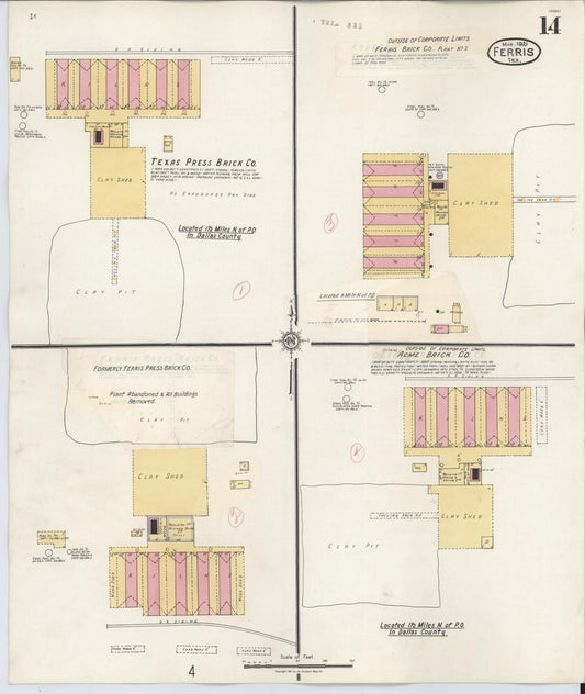Sanborn Fire Insurance Map from Ferris, Ellis County, Texas (1941), Sheet #0014 - Historic Sanborn Fire Insurance Map Print, vintage old map wall art, antique decor, genealogy gift, Texas Texas map