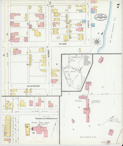 Sanborn Fire Insurance Map from Lewisburg, Union County, Pennsylvania (1901), Sheet #0007 - Historic Sanborn Fire Insurance Map Print, vintage old map wall art, antique decor, genealogy gift, Pennsylvania Pennsylvania map