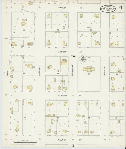 Sanborn Fire Insurance Map from Wynnewood, Garvin County, Oklahoma (1896), Sheet #0004 - Complete Map Set gallery image, historic Sanborn map, vintage wall art, Oklahoma Oklahoma