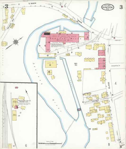 Sanborn Fire Insurance Map from Suncook, Merrimack County, New Hampshire (1923), Sheet #0003 - Historic Sanborn Fire Insurance Map Print, vintage old map wall art, antique decor, genealogy gift, New Hampshire New Hampshire map