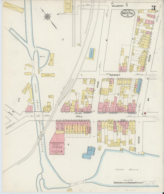 Sanborn Fire Insurance Map from Bristol, Bucks County, Pennsylvania (1915), Sheet #0003 - Historic Sanborn Fire Insurance Map Print, vintage old map wall art, antique decor, genealogy gift, Pennsylvania Pennsylvania map