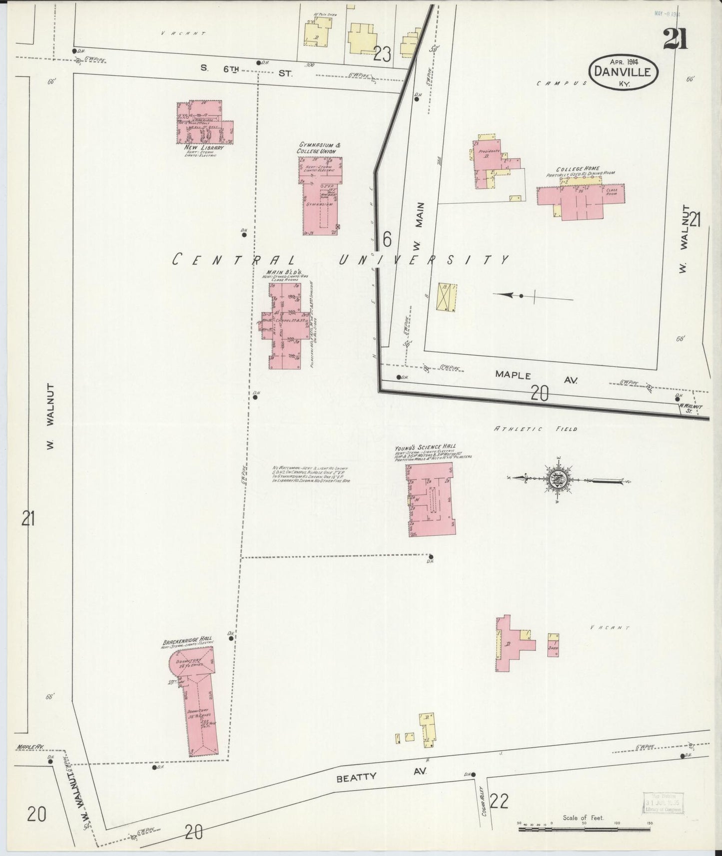 Sanborn Fire Insurance Map from Danville, Boyle County, Kentucky (1914), Sheet #0021 - Complete Map Set gallery image, historic Sanborn map, vintage wall art, Kentucky Kentucky