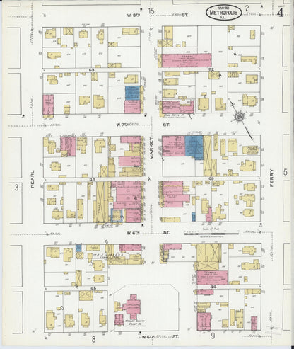 Sanborn Fire Insurance Map from Metropolis, Massac County, Illinois (1921), Sheet #0004 - Complete Map Set gallery image, historic Sanborn map, vintage wall art, Illinois Illinois