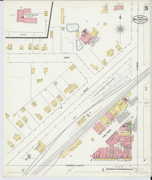 Sanborn Fire Insurance Map from Wellington, Lorain County, Ohio (1899), Sheet #0003 - Historic Sanborn Fire Insurance Map Print, vintage old map wall art, antique decor, genealogy gift, Ohio Ohio map