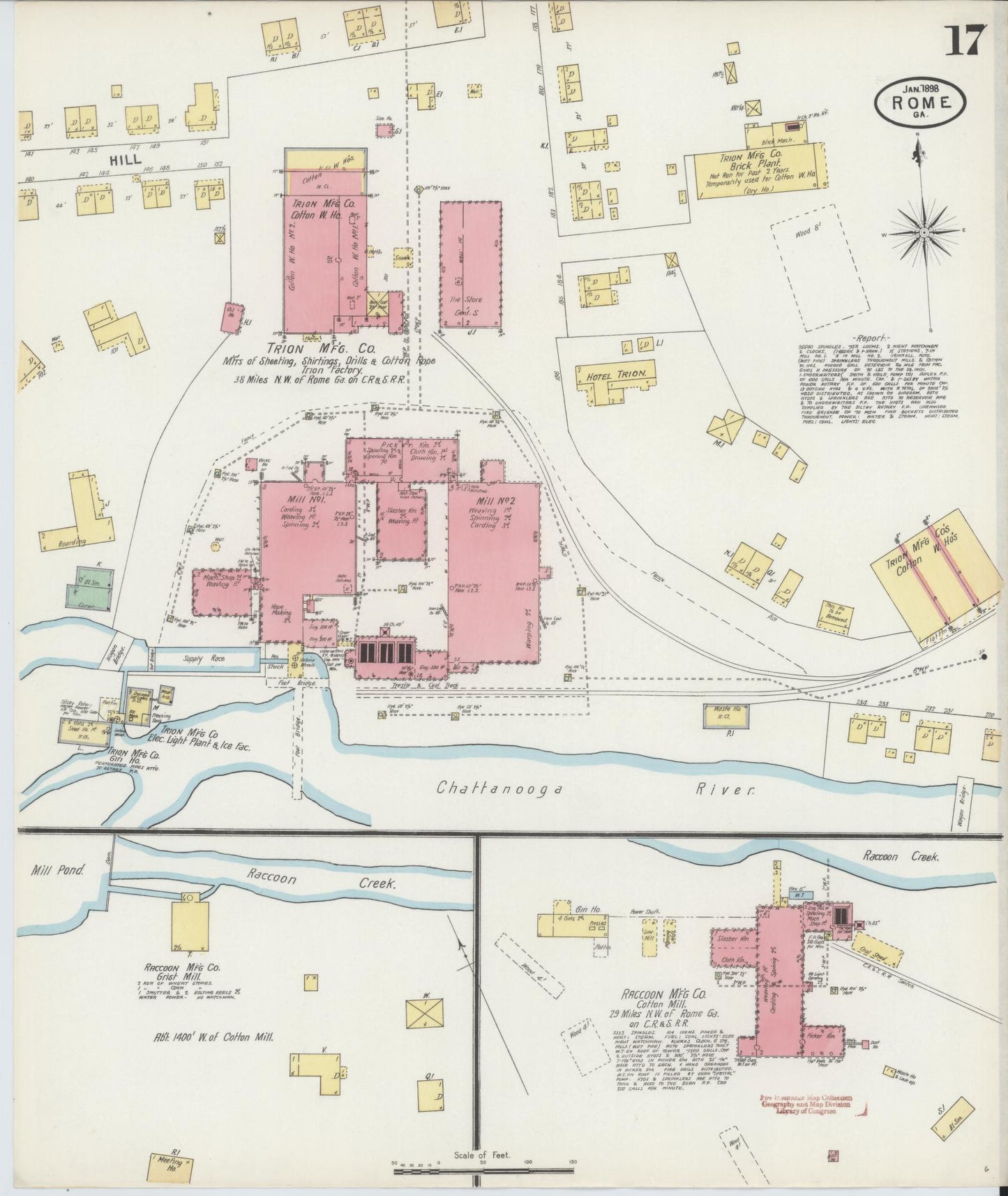 Sanborn Fire Insurance Map from Rome, Floyd County, Georgia (1898), Sheet #0017 - Historic Sanborn Fire Insurance Map Print, vintage old map wall art, antique decor, genealogy gift, Georgia Georgia map