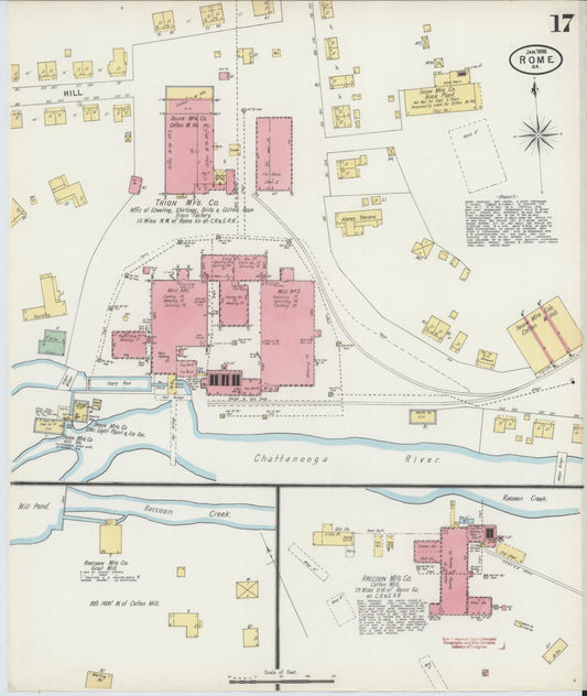 Sanborn Fire Insurance Map from Rome, Floyd County, Georgia (1898), Sheet #0017 - Historic Sanborn Fire Insurance Map Print, vintage old map wall art, antique decor, genealogy gift, Georgia Georgia map