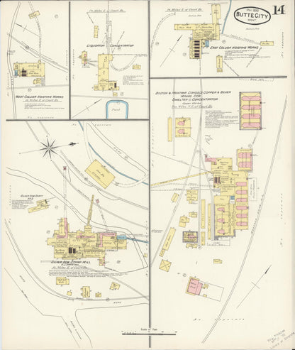 Sanborn Fire Insurance Map from Butte, Silver Bow County, Montana (1890), Sheet #0014 - Complete Map Set gallery image, historic Sanborn map, vintage wall art, Montana Montana