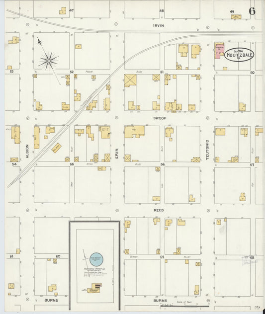 Sanborn Fire Insurance Map from Houtzdale, Clearfield County, Pennsylvania (1904), Sheet #0006 - Historic Sanborn Fire Insurance Map Print, vintage old map wall art, antique decor, genealogy gift, Pennsylvania Pennsylvania map