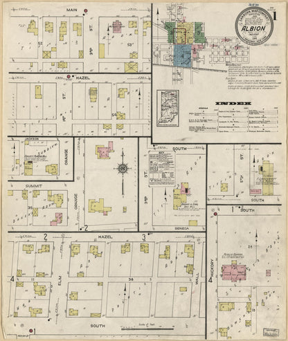 Sanborn Fire Insurance Map from Albion, Noble County, Indiana (1914), Sheet #0001 - Historic Sanborn Fire Insurance Map Print, vintage old map wall art, antique decor, genealogy gift, Indiana Indiana map