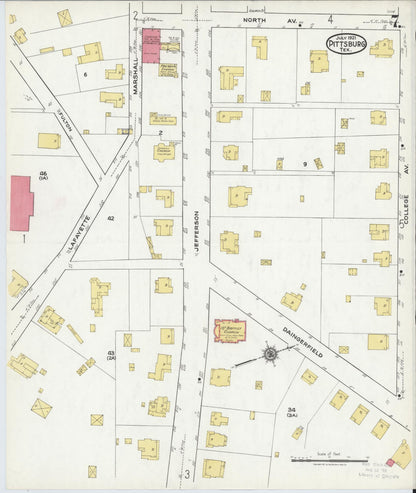 Sanborn Fire Insurance Map from Pittsburg, Camp County, Texas (1921), Sheet #0007 - Complete Map Set gallery image, historic Sanborn map, vintage wall art, Texas Texas