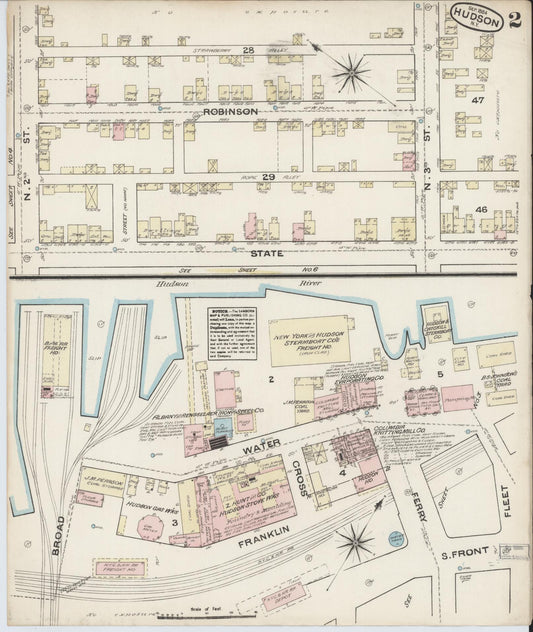 Sanborn Fire Insurance Map from Hudson, Columbia County, New York (1884), Sheet #0002 - Historic Sanborn Fire Insurance Map Print, vintage old map wall art, antique decor, genealogy gift, New York New York map