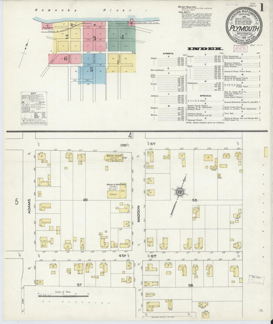 Sanborn Fire Insurance Map from Plymouth, Washington County, North Carolina. (1910) – Historic Sanborn Fire Insurance Map Print