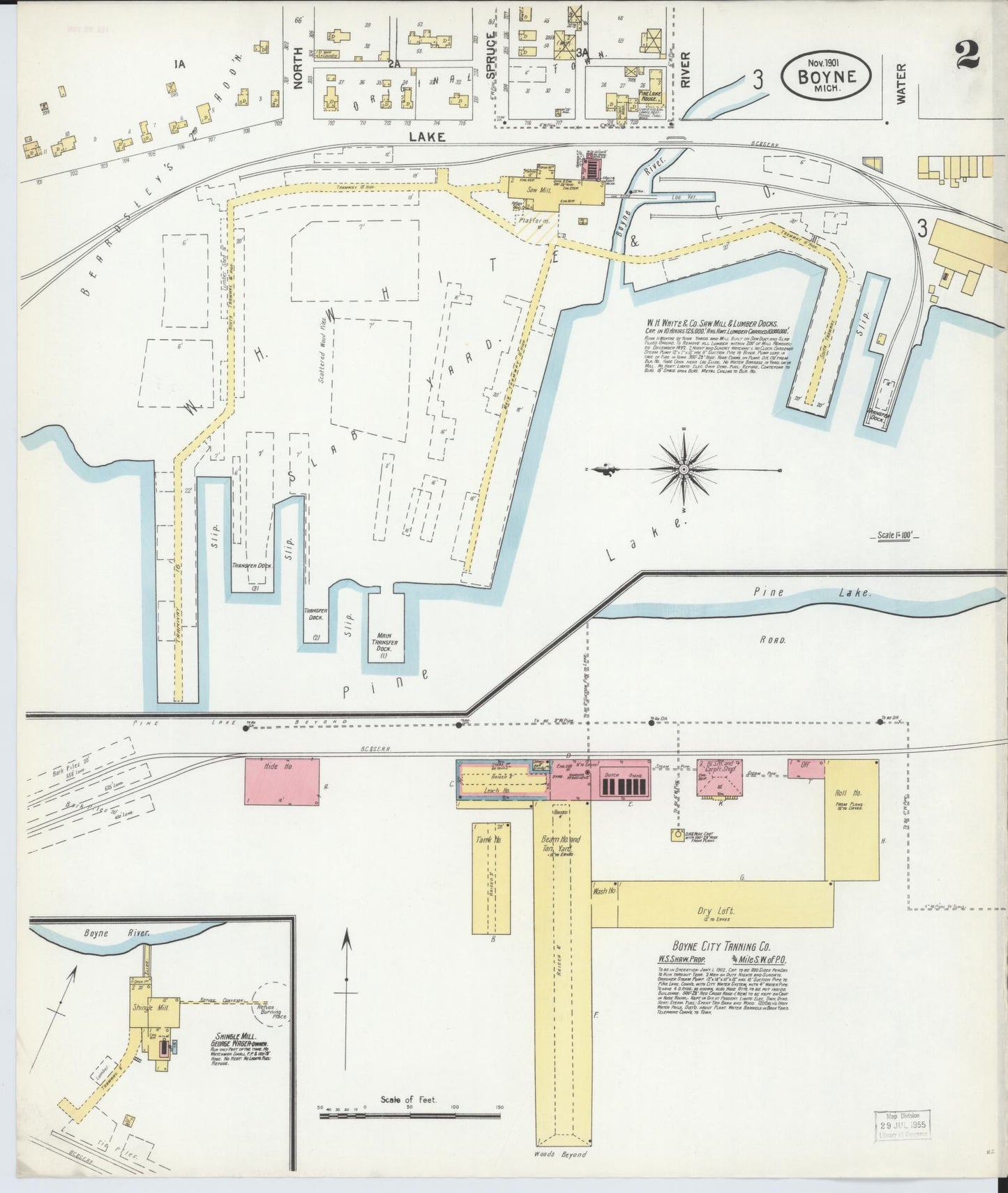 Sanborn Fire Insurance Map from Boyne City, Charlevoix County, Michigan (1901), Sheet #0002 - Complete Map Set gallery image, historic Sanborn map, vintage wall art, Michigan Michigan