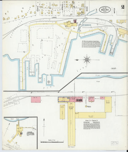Sanborn Fire Insurance Map from Boyne City, Charlevoix County, Michigan (1901), Sheet #0002 - Complete Map Set gallery image, historic Sanborn map, vintage wall art, Michigan Michigan