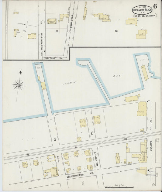Sanborn Fire Insurance Map from Rockaway Beach, Queens County, New York (1894), Sheet #0006 - Historic Sanborn Fire Insurance Map Print, vintage old map wall art, antique decor, genealogy gift, New York New York map