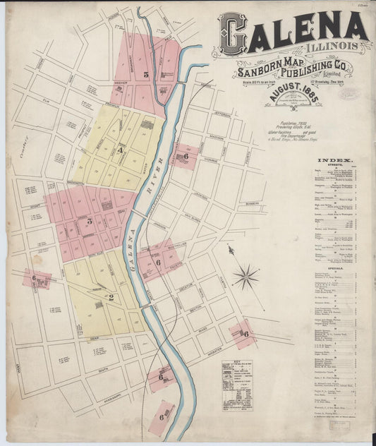 Sanborn Fire Insurance Map from Galena, Jo Daviess County, Illinois (1885), Sheet #0001 - Complete Map Set gallery image, historic Sanborn map, vintage wall art, Illinois Illinois