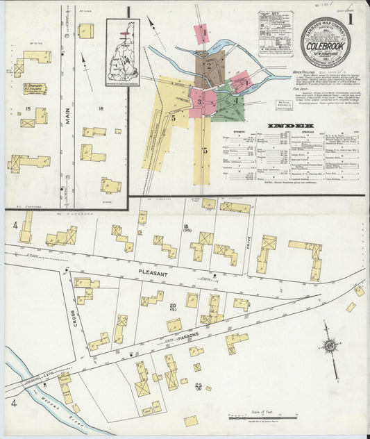 Sanborn Fire Insurance Map from Colebrook, Coos County, New Hampshire (1921), Sheet #0001 - Complete Map Set gallery image, historic Sanborn map, vintage wall art, New Hampshire New Hampshire