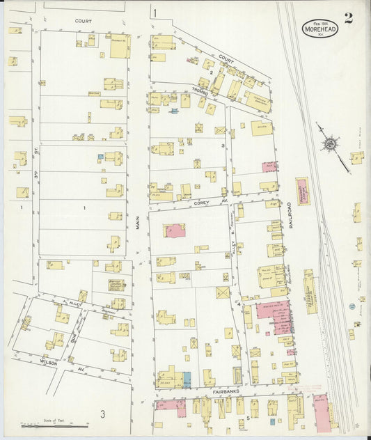 Sanborn Fire Insurance Map from Morehead, Rowan County, Kentucky (1914), Sheet #0002 - Historic Sanborn Fire Insurance Map Print, vintage old map wall art, antique decor, genealogy gift, Kentucky Kentucky map
