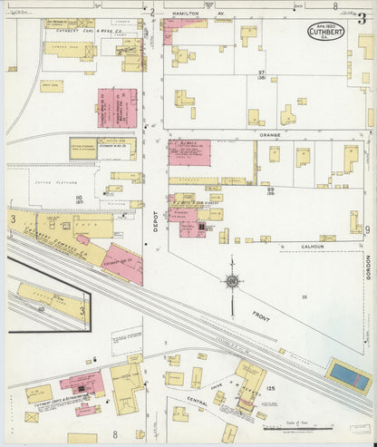 Sanborn Fire Insurance Map from Cuthbert, Randolph County, Georgia (1920), Sheet #0003 - Complete Map Set gallery image, historic Sanborn map, vintage wall art, Georgia Georgia