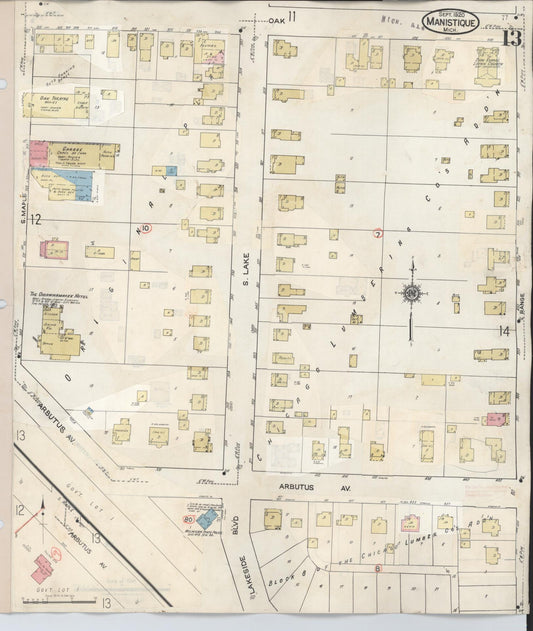 Sanborn Fire Insurance Map from Manistique, Schoolcraft County, Michigan (1950), Sheet #0013 - Historic Sanborn Fire Insurance Map Print, vintage old map wall art, antique decor, genealogy gift, Michigan Michigan map