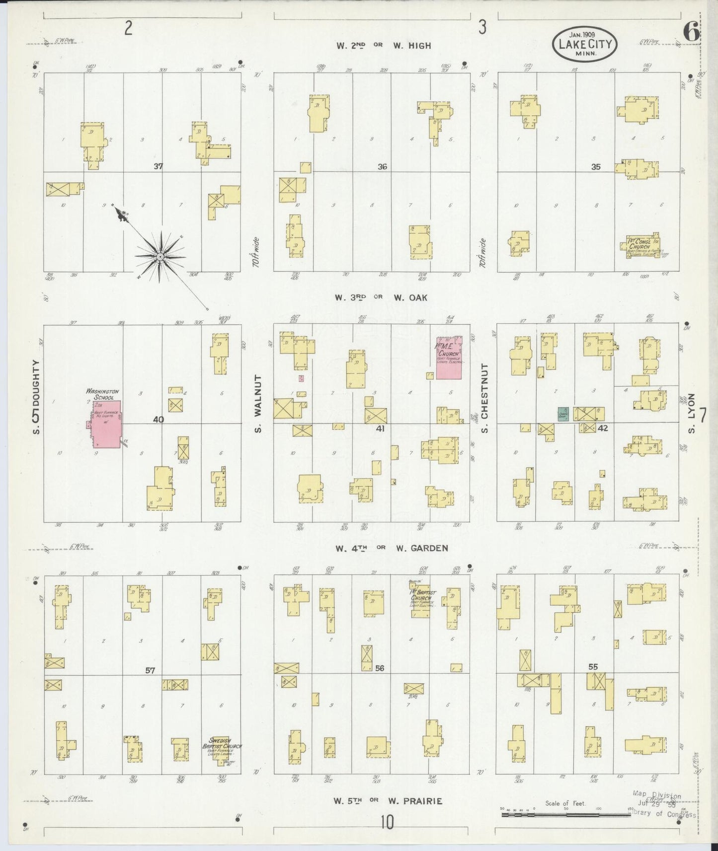 Sanborn Fire Insurance Map from Lake City, Wabasha County, Minnesota (1909), Sheet #0006 - Complete Map Set gallery image, historic Sanborn map, vintage wall art, Minnesota Minnesota