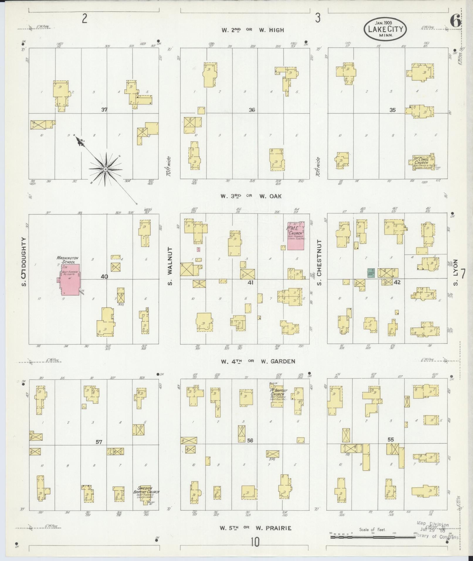 Sanborn Fire Insurance Map from Lake City, Wabasha County, Minnesota (1909), Sheet #0006 - Complete Map Set gallery image, historic Sanborn map, vintage wall art, Minnesota Minnesota