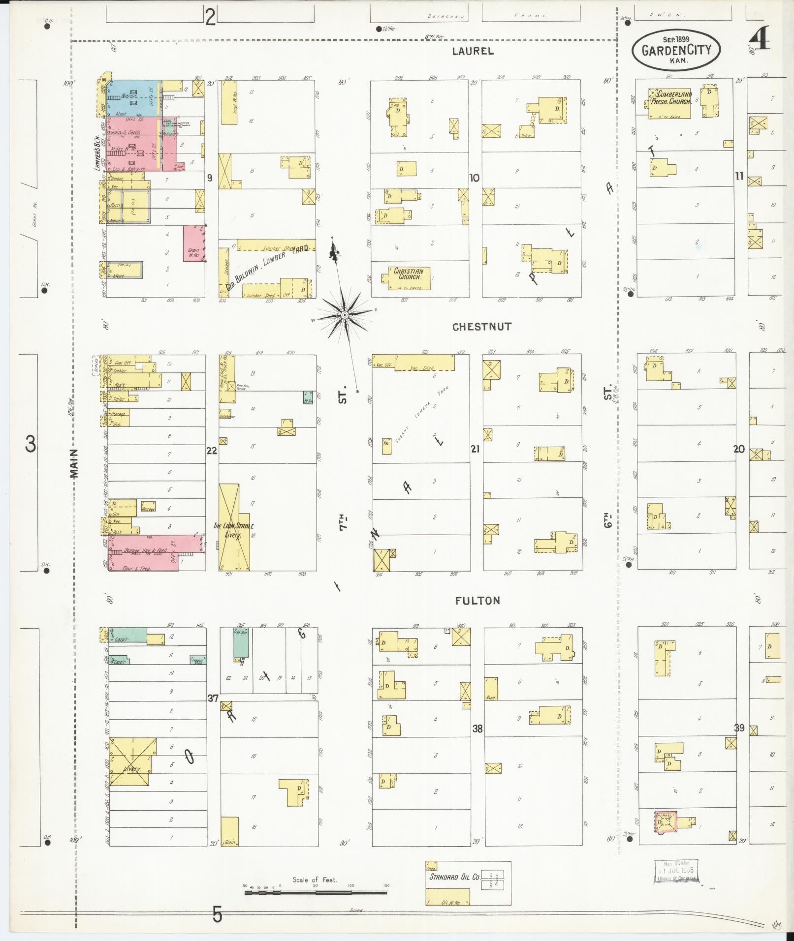 Sanborn Fire Insurance Map from Garden City, Finney County, Kansas (1899), Sheet #0004 - Complete Map Set gallery image, historic Sanborn map, vintage wall art, Kansas Kansas