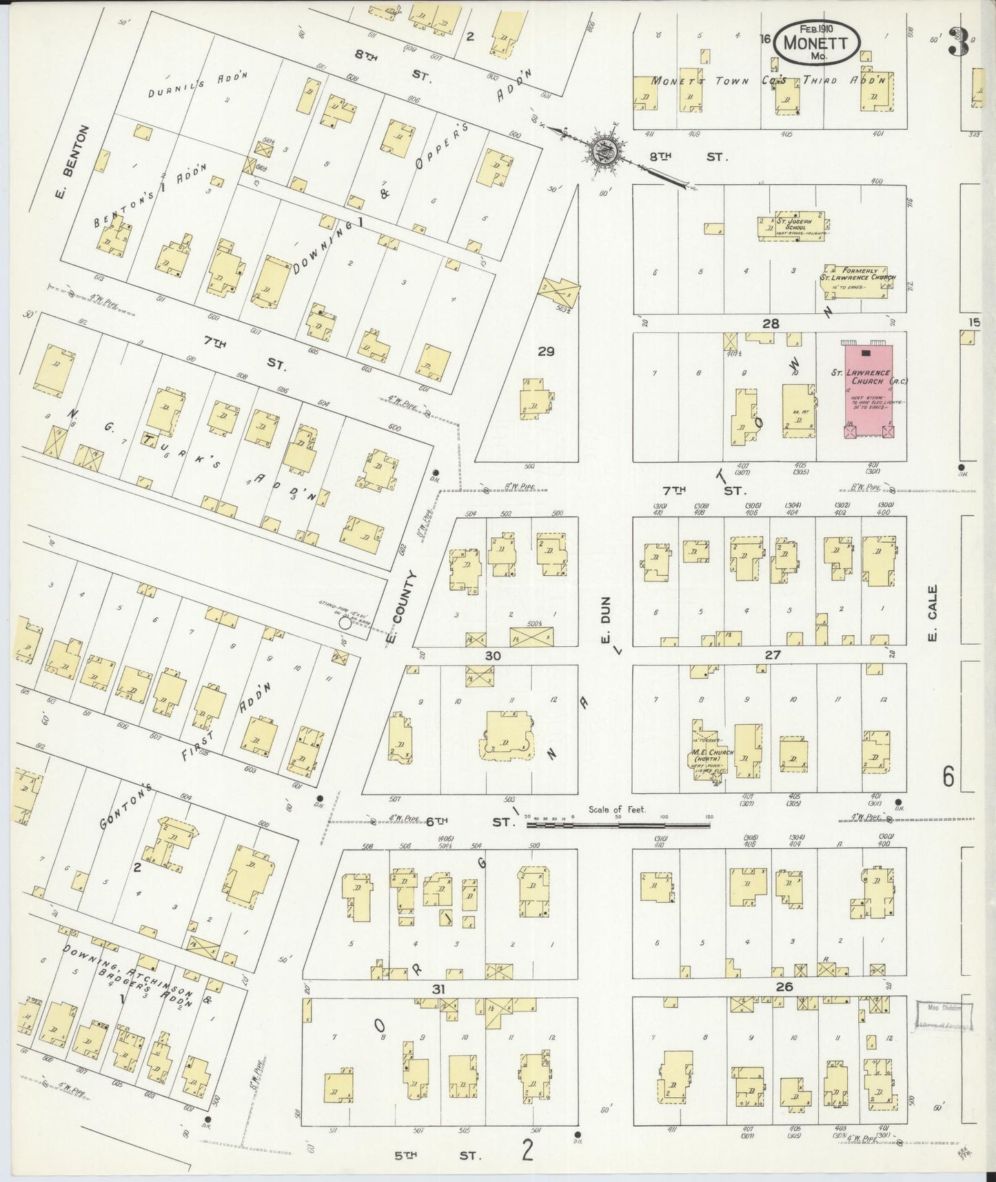 Sanborn Fire Insurance Map from Monett, Barry County, Missouri (1910), Sheet #0003 - Historic Sanborn Fire Insurance Map Print, vintage old map wall art, antique decor, genealogy gift, Missouri Missouri map