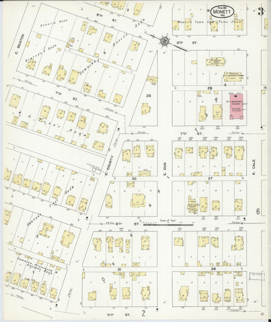 Sanborn Fire Insurance Map from Monett, Barry County, Missouri (1910), Sheet #0003 - Historic Sanborn Fire Insurance Map Print, vintage old map wall art, antique decor, genealogy gift, Missouri Missouri map