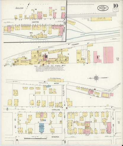 Sanborn Fire Insurance Map from Derby, New Haven County, Connecticut (1912), Sheet #0010 - Complete Map Set gallery image, historic Sanborn map, vintage wall art, Connecticut Connecticut