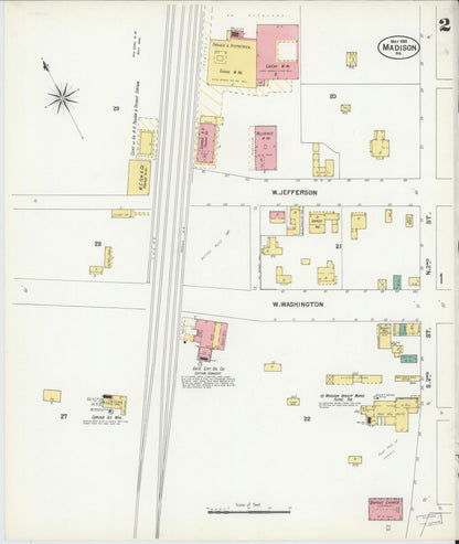 Sanborn Fire Insurance Map from Madison, Morgan County, Georgia (1901), Sheet #0002 - Complete Map Set gallery image, historic Sanborn map, vintage wall art, Georgia Georgia