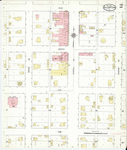 Sanborn Fire Insurance Map from Allerton, Wayne County, Iowa (1913), Sheet #0002 - Historic Sanborn Fire Insurance Map Print, vintage old map wall art