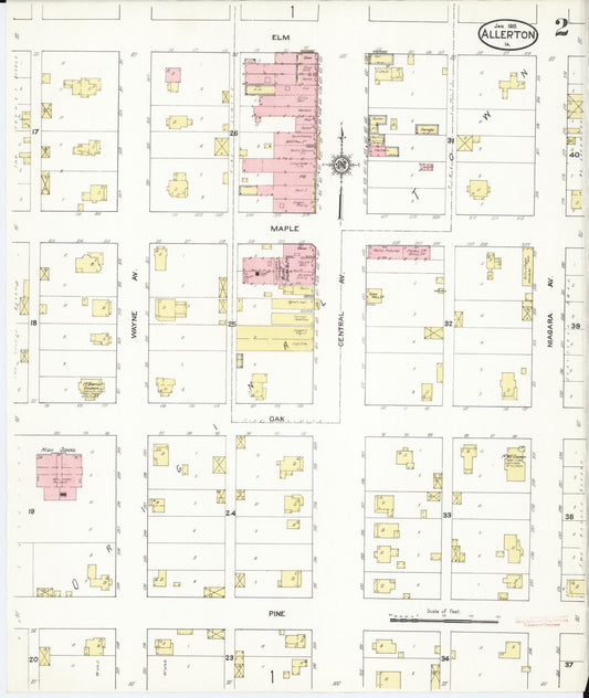 Sanborn Fire Insurance Map from Allerton, Wayne County, Iowa (1913), Sheet #0002 - Historic Sanborn Fire Insurance Map Print, vintage old map wall art