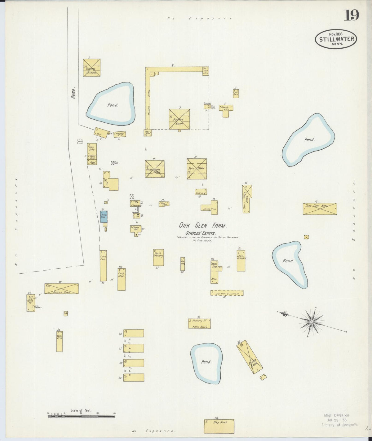 Sanborn Fire Insurance Map from Stillwater, Washington County, Minnesota (1898), Sheet #0019 - Historic Sanborn Fire Insurance Map Print, vintage old map wall art, antique decor, genealogy gift, Minnesota Minnesota map
