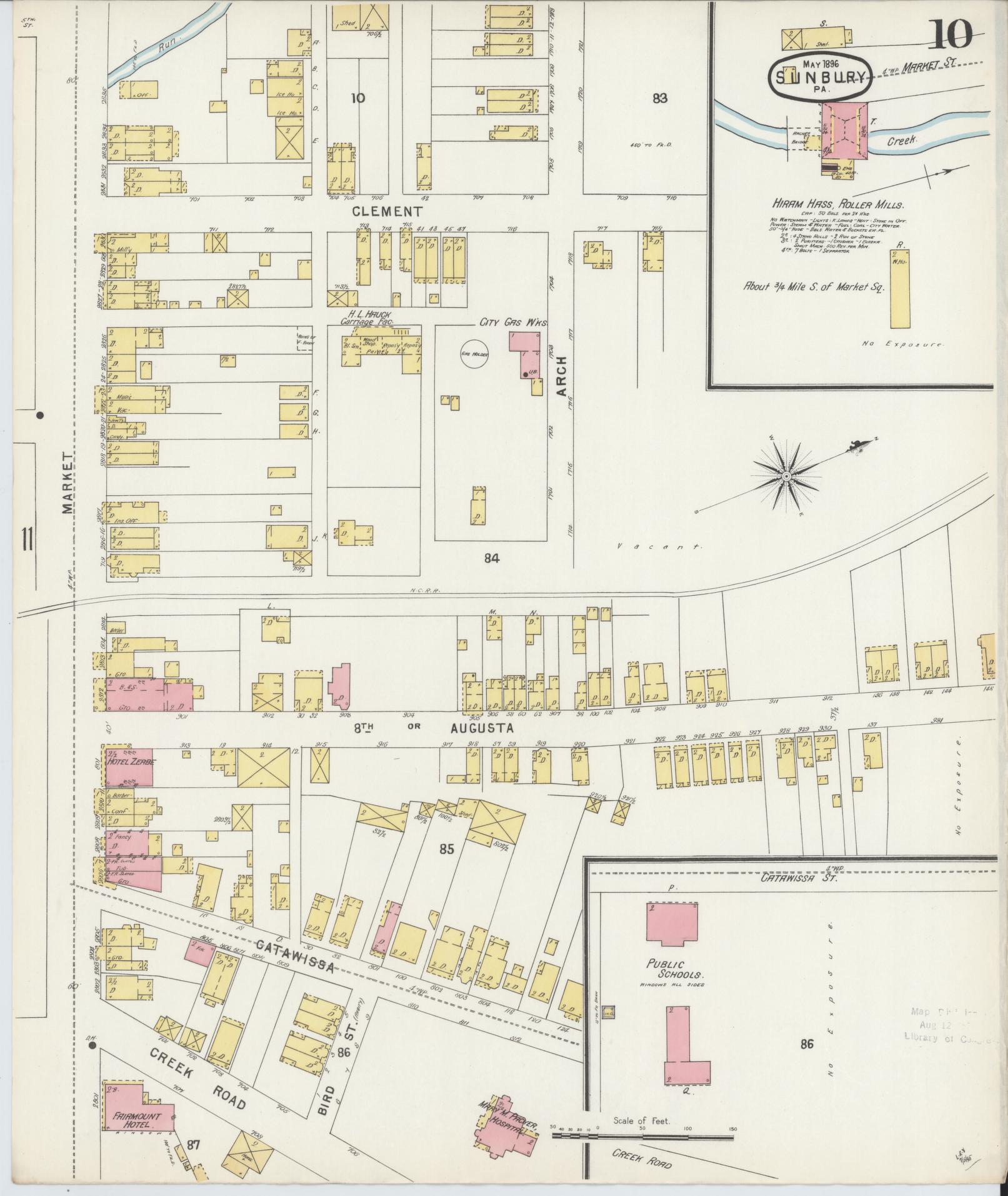 Sanborn Fire Insurance Map from Sunbury, Northumberland County, Pennsylvania (1896), Sheet #0010 - Complete Map Set gallery image, historic Sanborn map, vintage wall art, Pennsylvania Pennsylvania