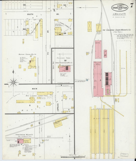 Sanborn Fire Insurance Map from Grand Junction, Mesa County, Colorado (1899), Sheet #0007 - Historic Sanborn Fire Insurance Map Print, vintage old map wall art, antique decor, genealogy gift, Colorado Colorado map