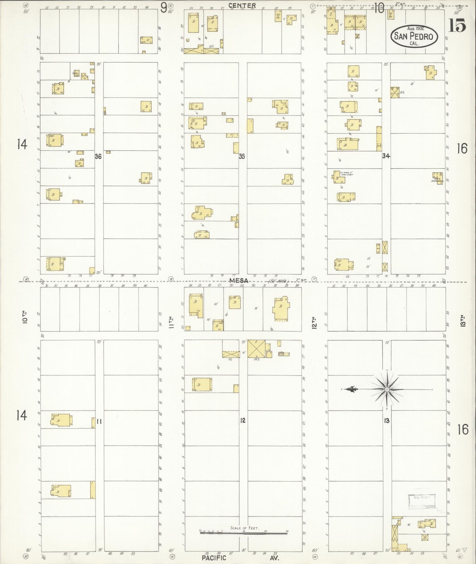Sanborn Fire Insurance Map from San Pedro, Los Angeles County, California (1902), Sheet #0015 - Complete Map Set gallery image, historic Sanborn map, vintage wall art, California California