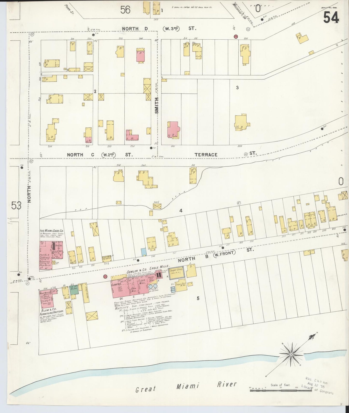 Sanborn Fire Insurance Map from Hamilton, Butler County, Ohio (1899), Sheet #0054 - Historic Sanborn Fire Insurance Map Print, vintage old map wall art, antique decor, genealogy gift, Ohio Ohio map