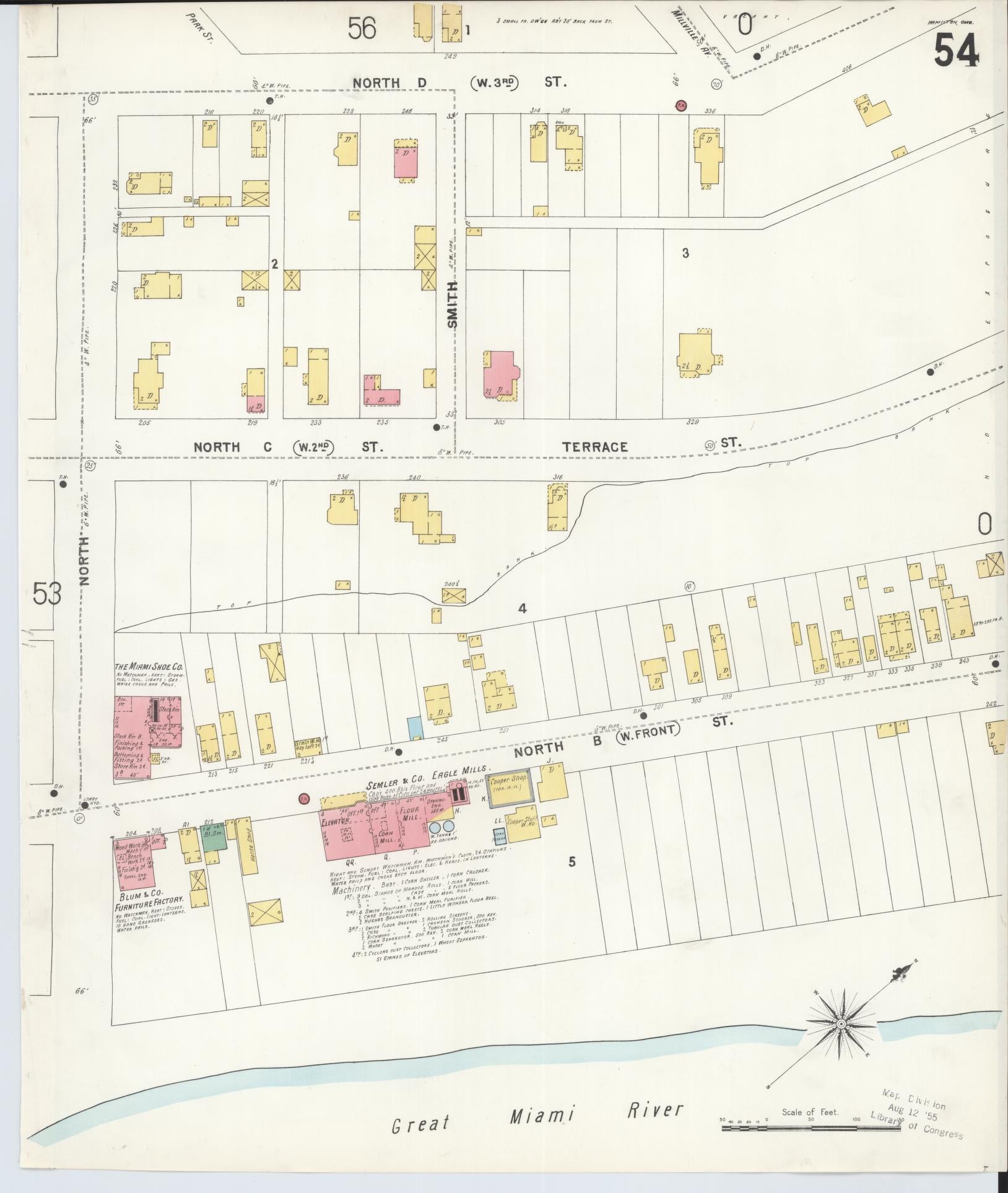 Sanborn Fire Insurance Map from Hamilton, Butler County, Ohio (1899), Sheet #0054 - Historic Sanborn Fire Insurance Map Print, vintage old map wall art, antique decor, genealogy gift, Ohio Ohio map